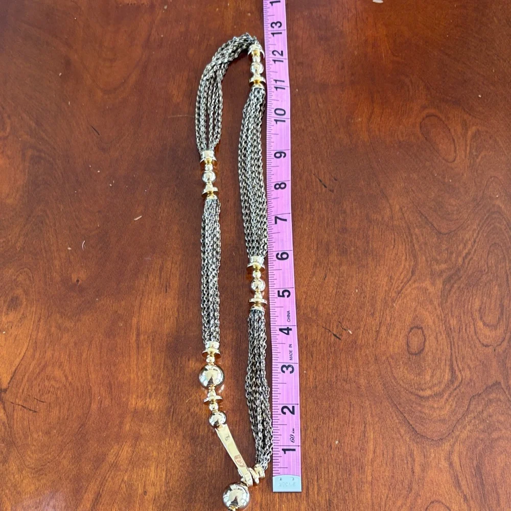 Stella & Dot Gold and Brown Tassel‎ Necklace